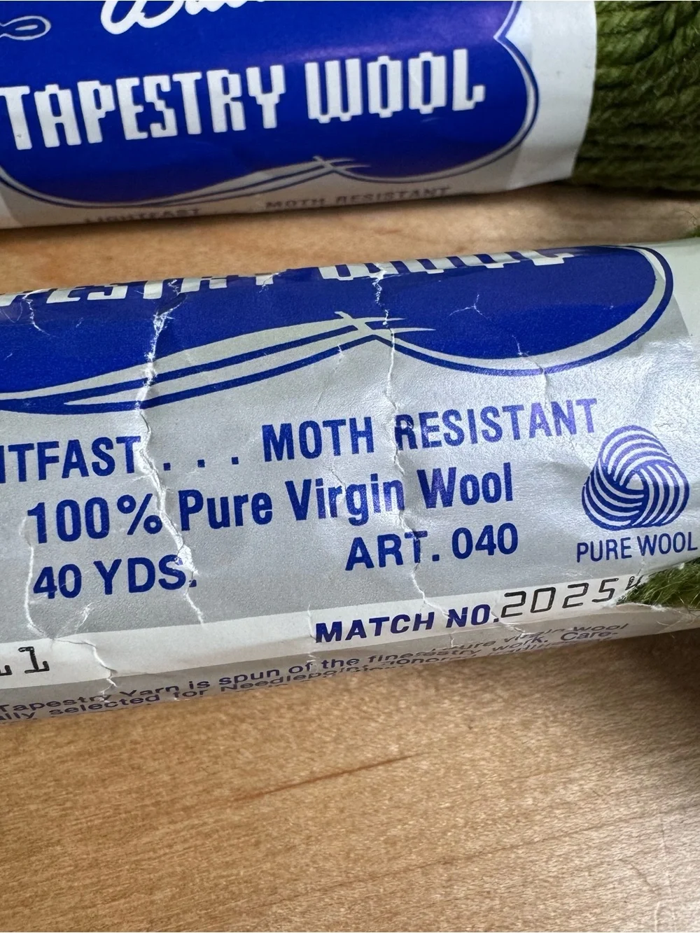 Bucilla Tapestry Wool skeins green 011 moth resistant 7 pc